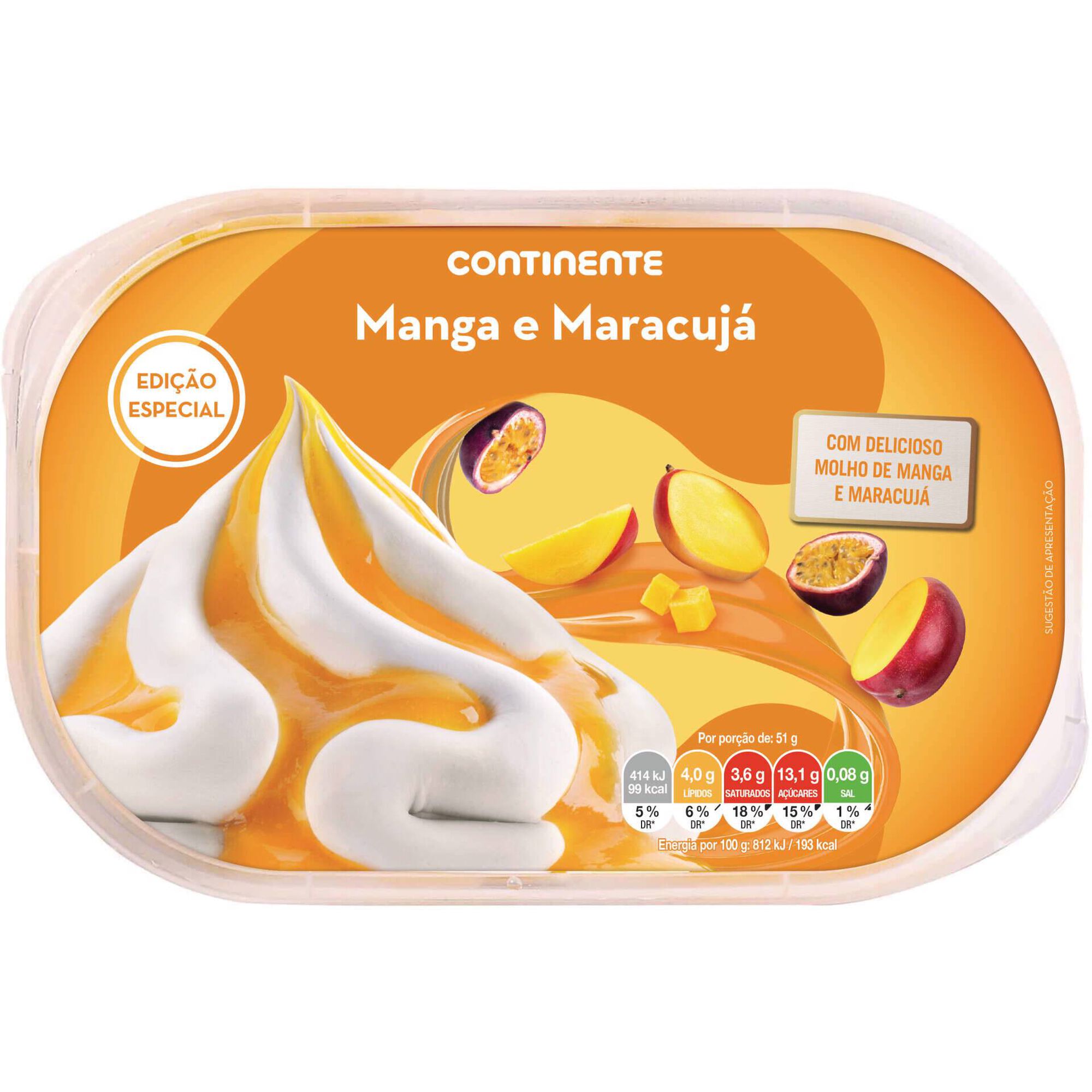 Gelado Exótico Manga e Maracujá