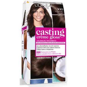 Coloração Tom sobre Tom Castanho Escuro 300   L'Oréal Paris Casting Creme Gloss