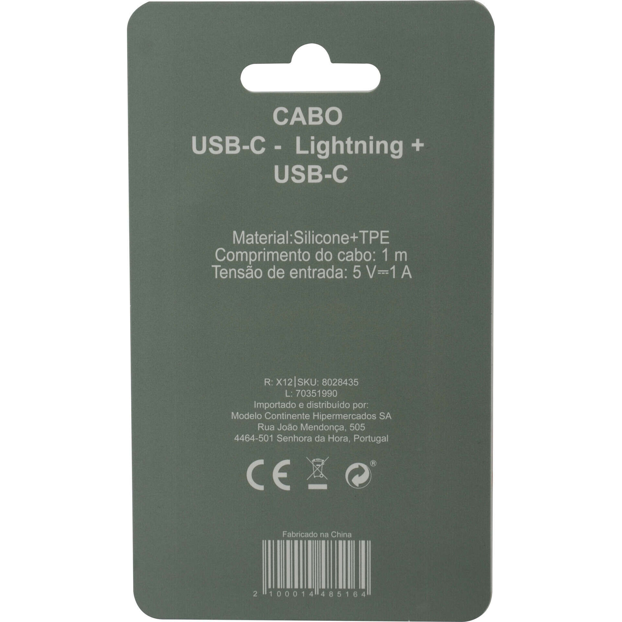 Cabo de Carregamento USB-C Fusion Verde Bazar&atilde;o