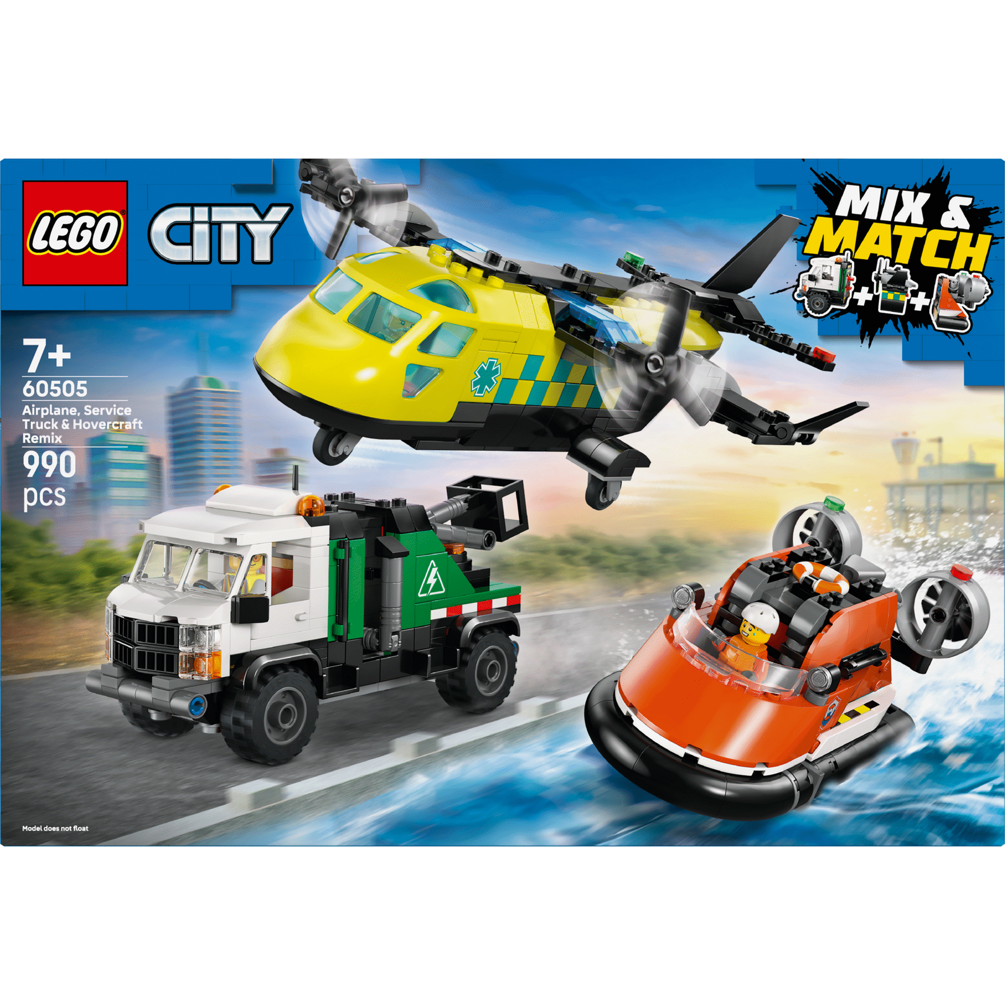 LEGO City - Combina&ccedil;&atilde;o de Avi&atilde;o, Cami&atilde;o de Assist&ecirc;ncia e Hovercraft - 60505