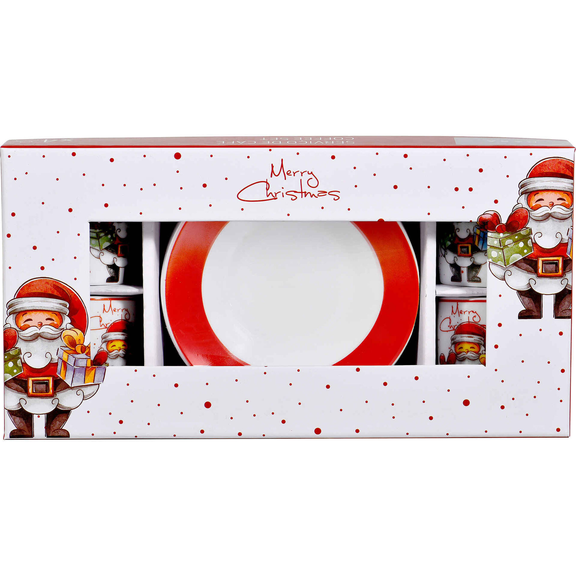 Conjunto 4 Ch&aacute;venas Caf&eacute; 80ml Pai Natal com Prendas