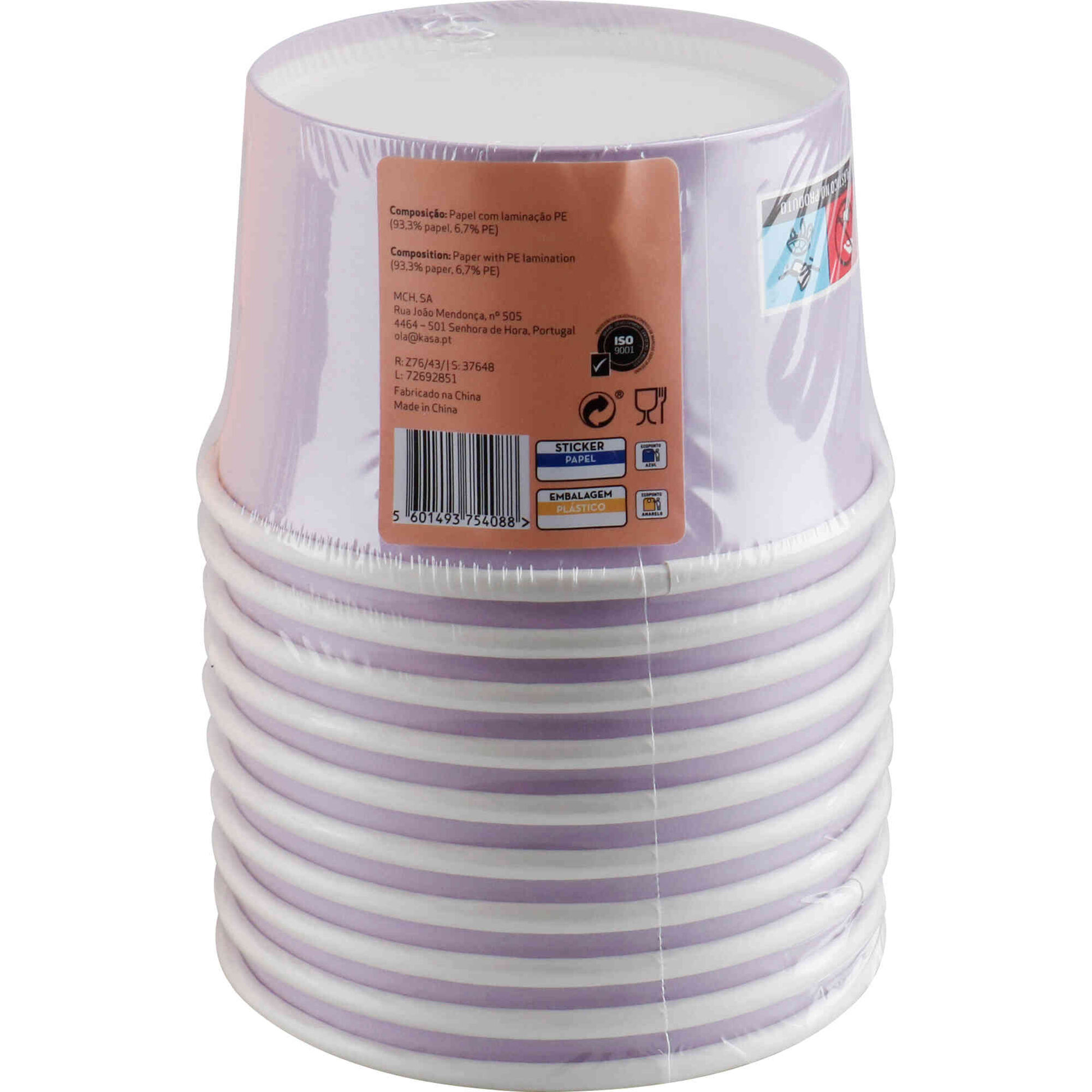 Conjunto 10 Ta&ccedil;as 250ml Papel Soft Lavanda
