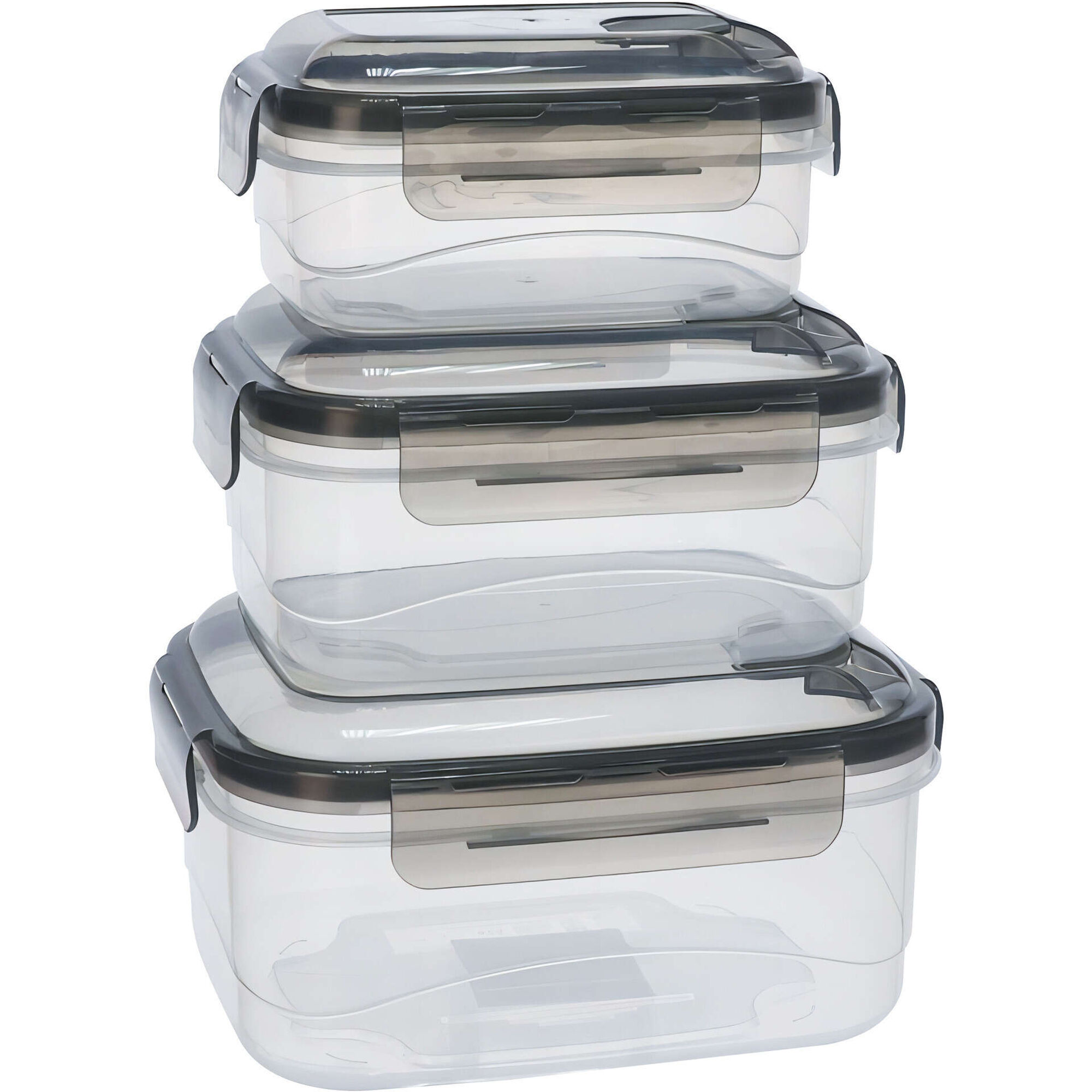 Conjunto 3 Caixas Retangulares Cinza Lock Kasa