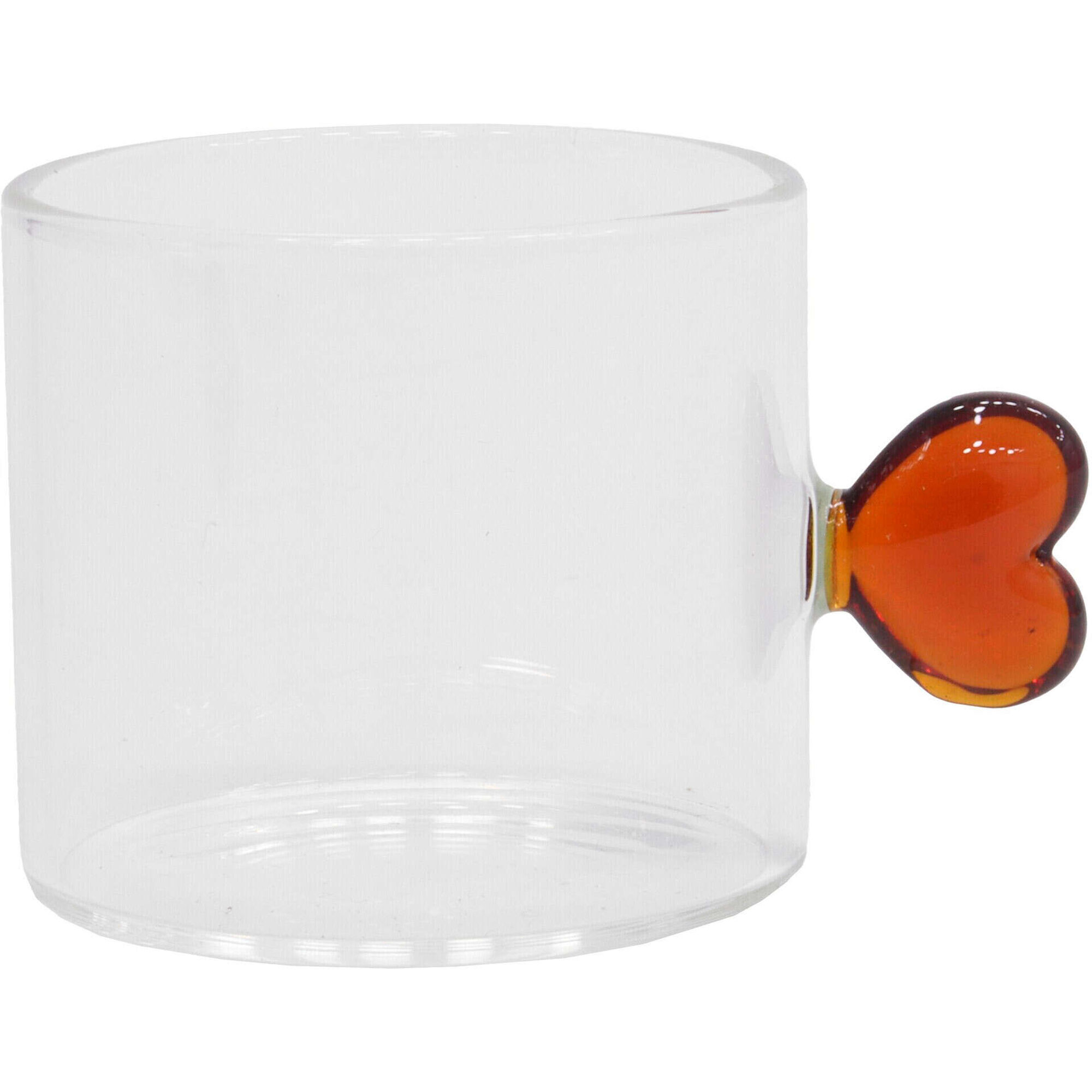 Copo Caf&eacute; 90ml com Asa Cora&ccedil;&atilde;o Laranja Kasa