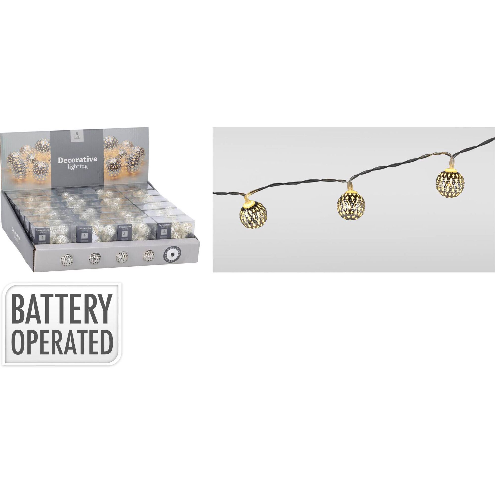 Conjunto 10 Luzes Led Bolas Metal Prateadas