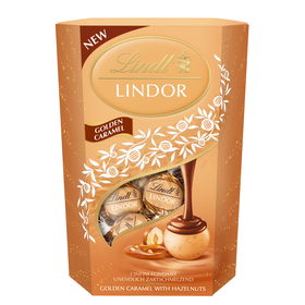 Bombons de Chocolate de Leite, Caramelo e Avel&atilde;s Lindor Cornet Lindt