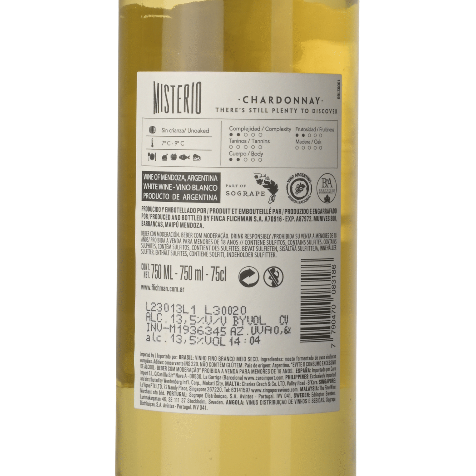 Finca Flichman Chardonnay Mist&eacute;rio Branco Argentina