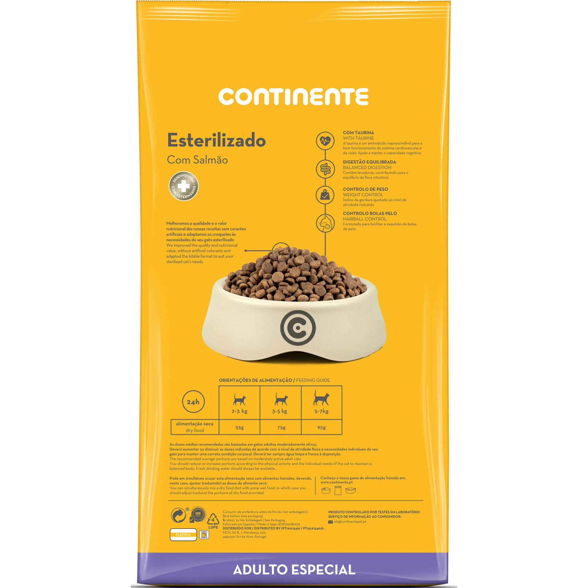 Ra&ccedil;&atilde;o para Gato Adulto Esterilizado Salm&atilde;o Continente Pet