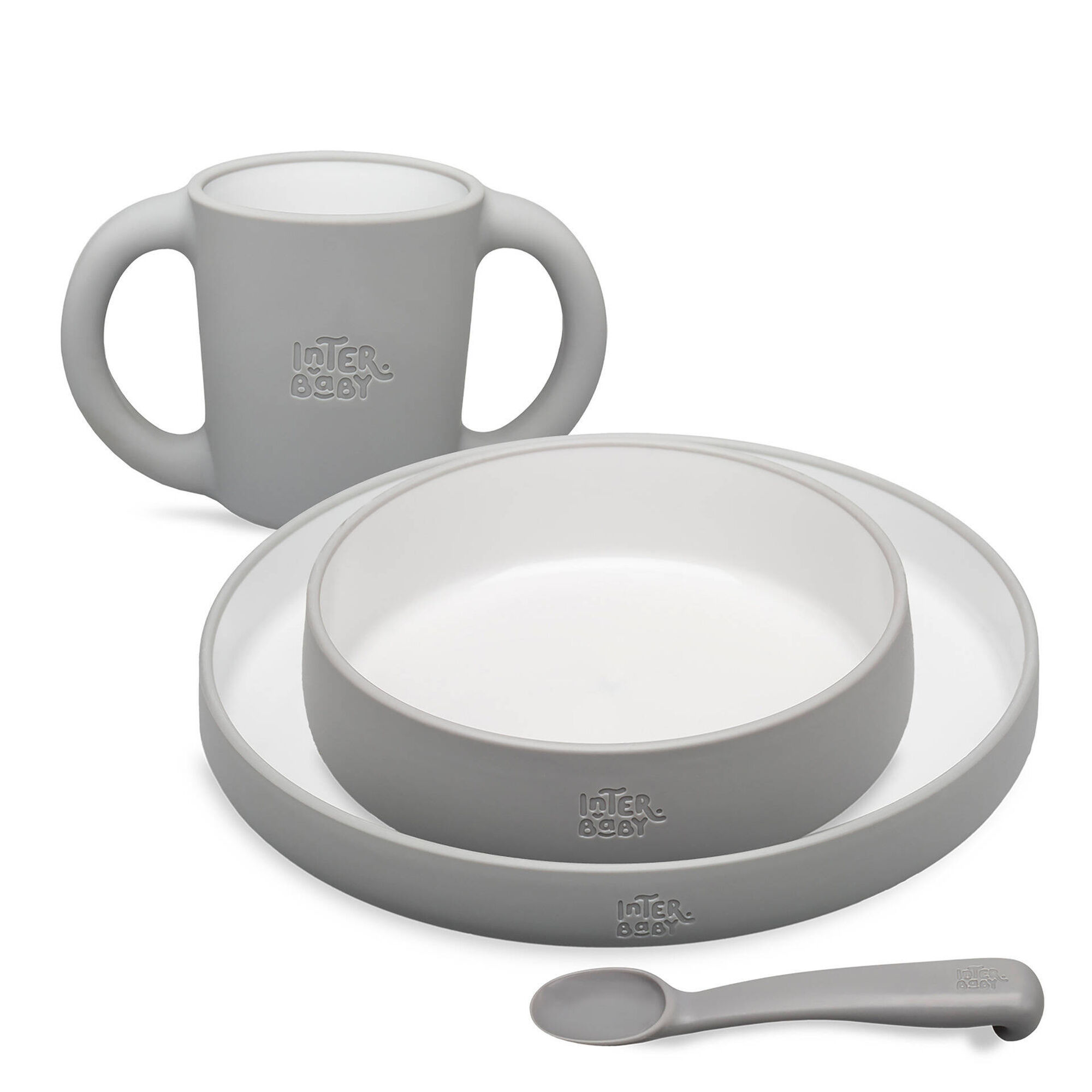 Conjunto Refei&ccedil;&atilde;o Silicone Cinza Interbaby