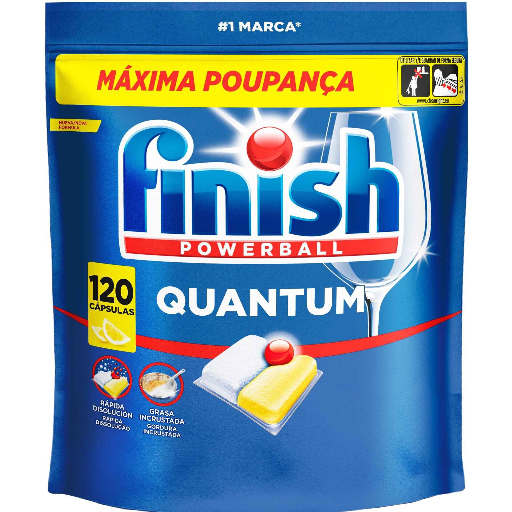Detergente M&aacute;quina Loi&ccedil;a Pastilhas Quantum Lim&atilde;o Finish