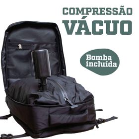 Mochila de Viagem com Compress&atilde;o a V&aacute;cuo 24L Preta