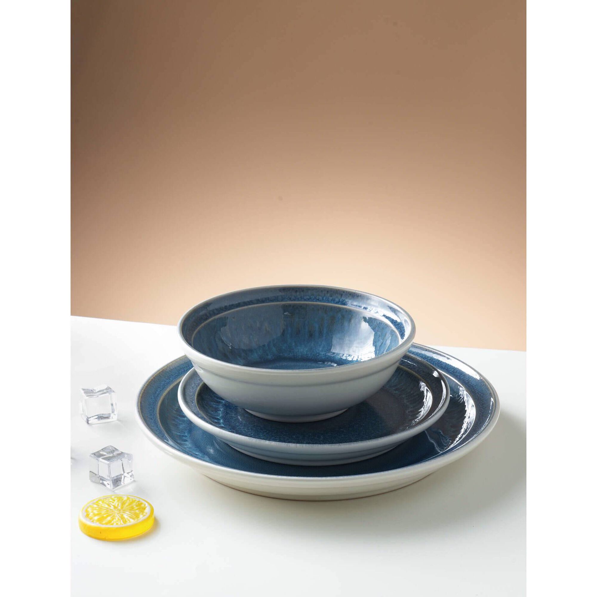 Prato Sobremesa Grés Redondo 20,2cm Reativo Azul Loulé Prato Sobremesa Grés Redondo 20,2cm Reativo Azul Loulé