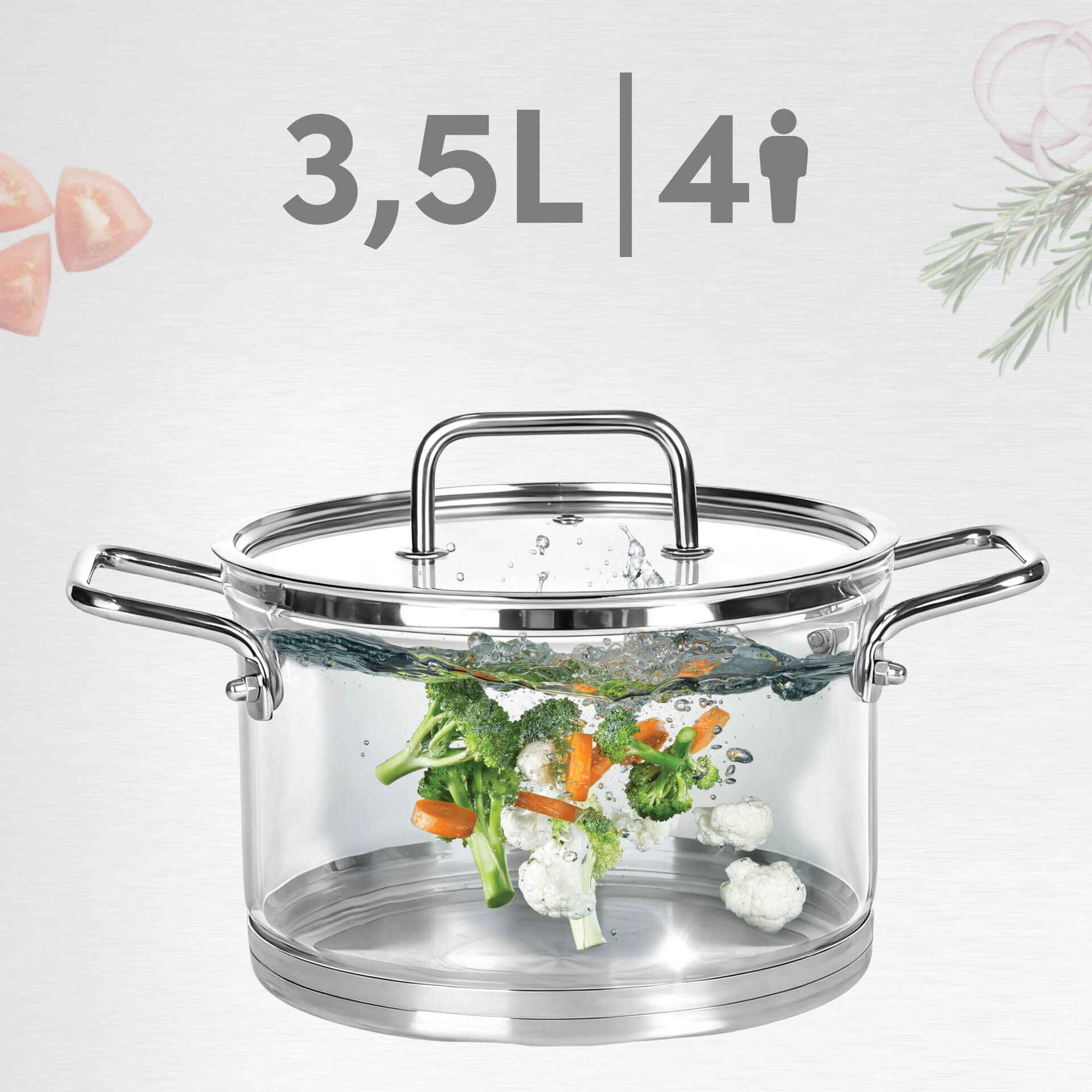 Ca&ccedil;arola Borossilicato Base Indu&ccedil;&atilde;o 2,5l Kasa