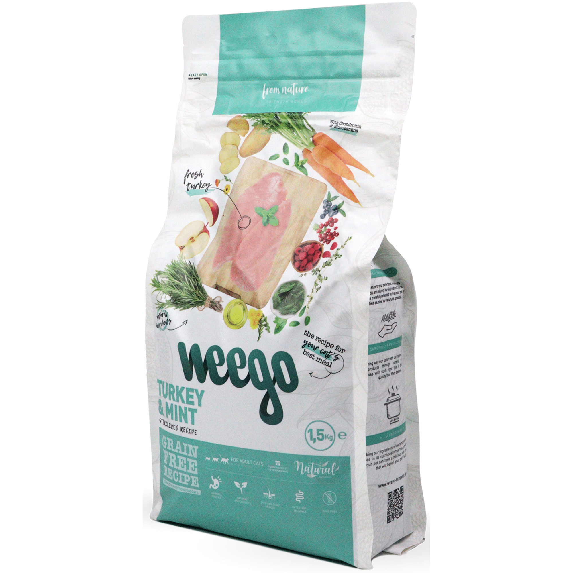 Ra&ccedil;&atilde;o para Gato Peru e Menta Verde Weego