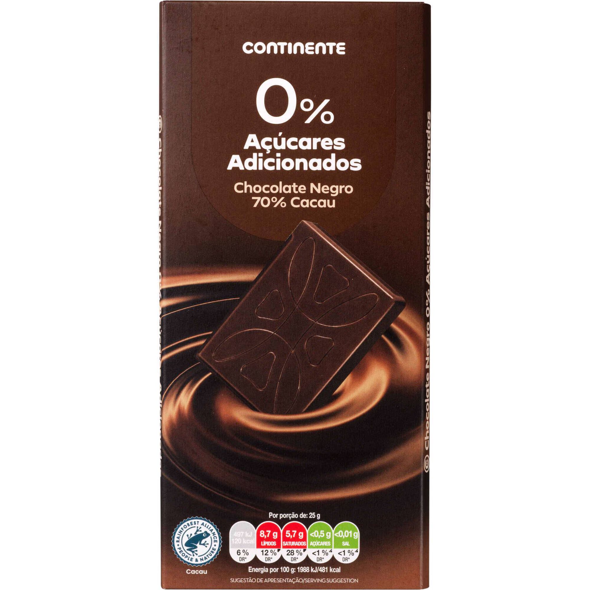 Tablete de Chocolate Negro 70% Cacau Continente