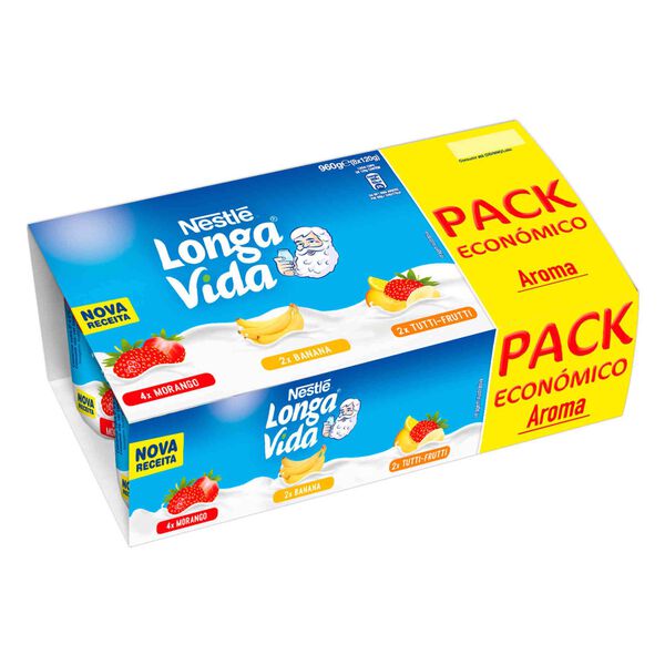 Iogurte Aroma Morango, Banana e Tutti Frutti Longa Vida