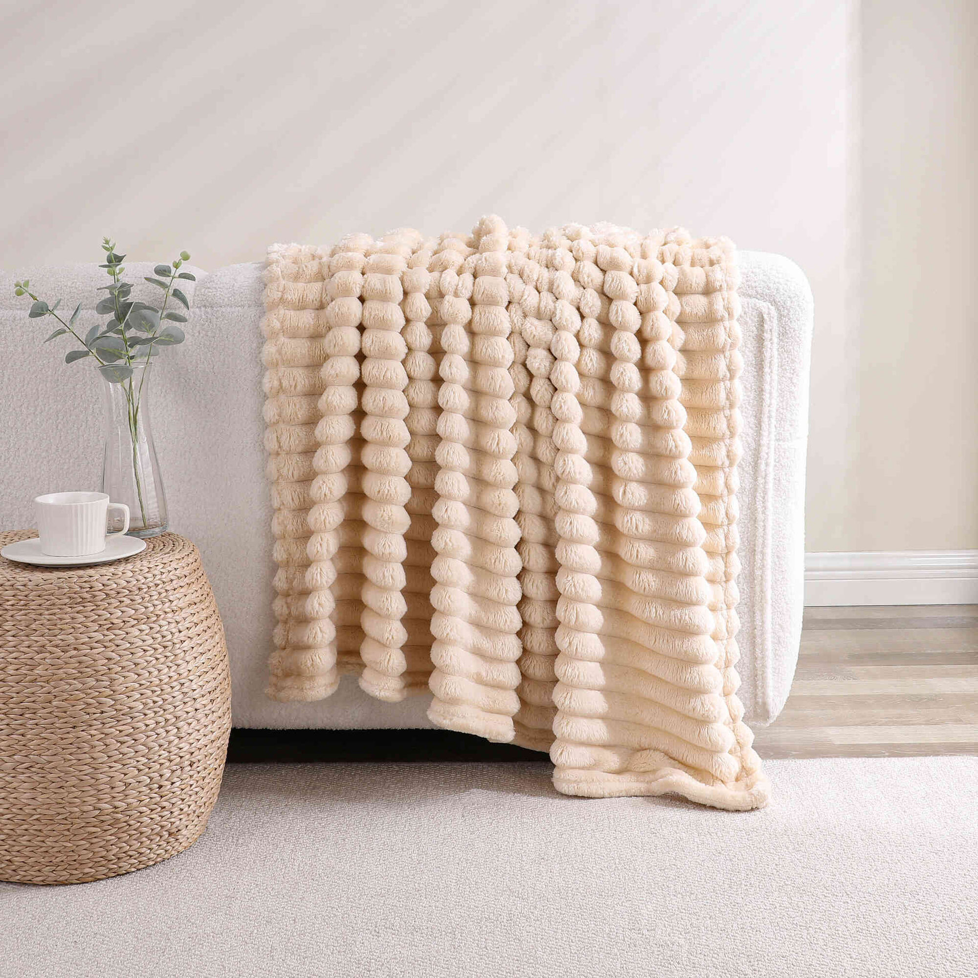Manta Flanela 130x170cm Bege Kasa