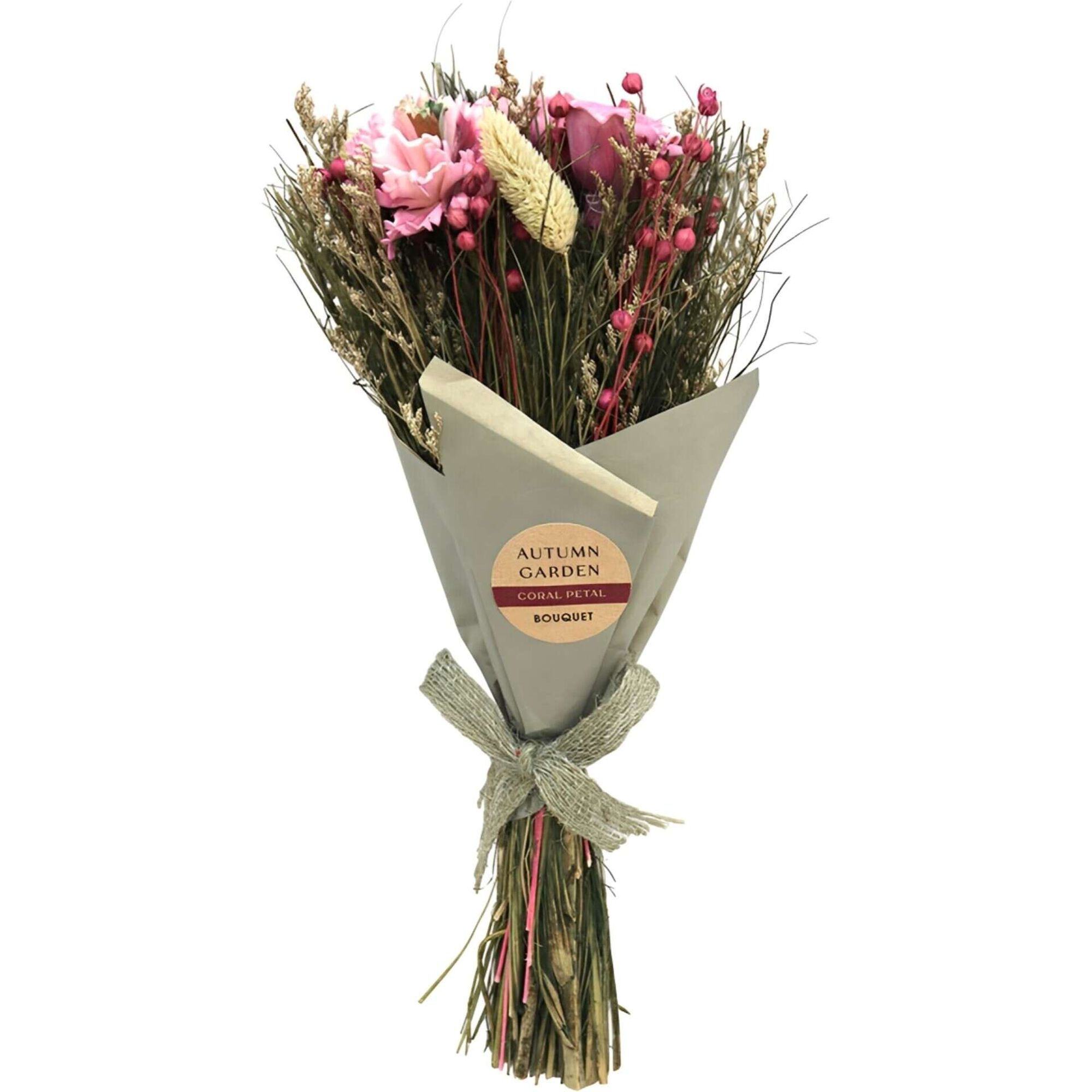 Haste Verde com Flores Rosa em Embrulho Kasa