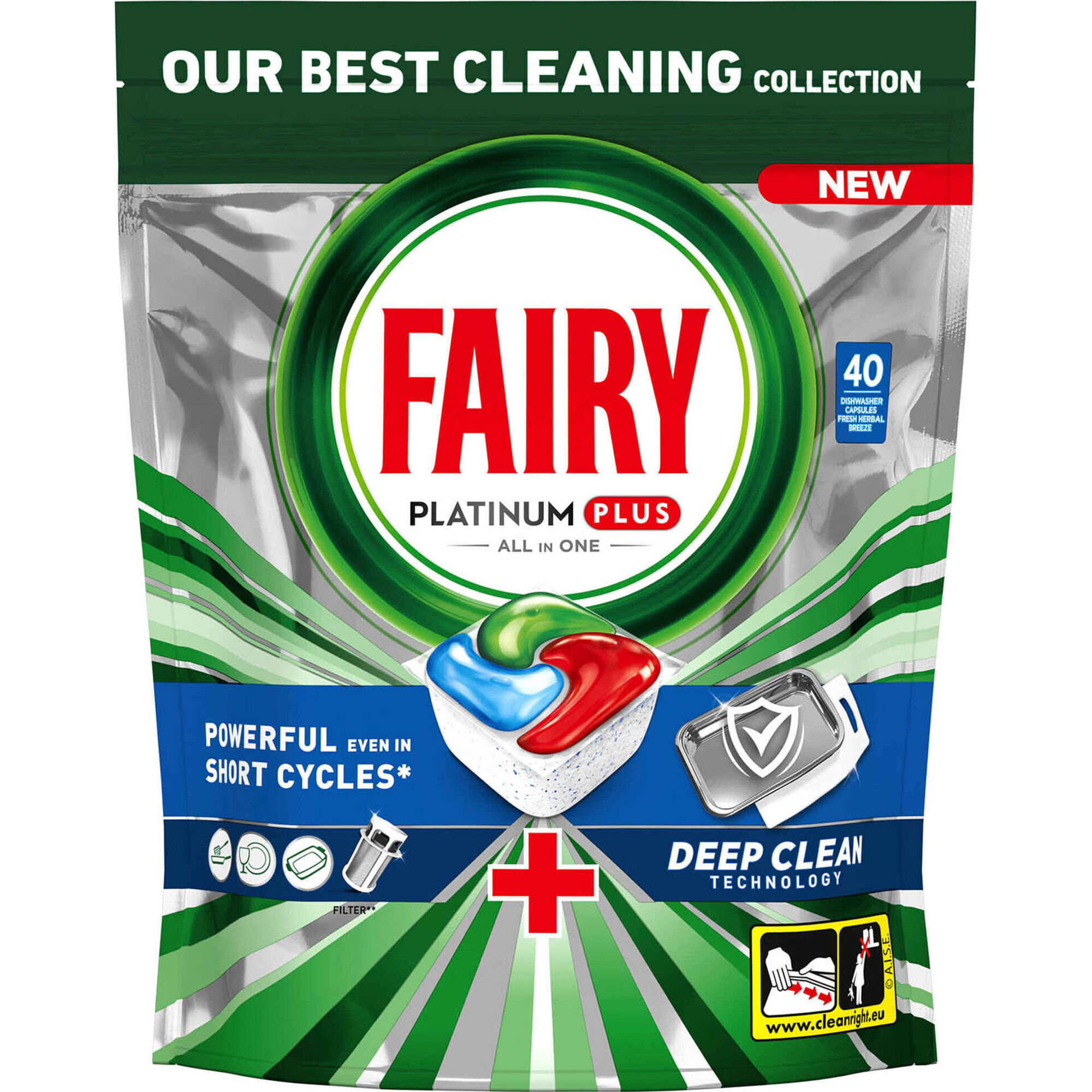 Detergente Máquina Loiça Pastilhas Platinum Plus Tudo em 1 Azul Fresco