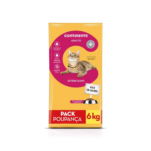 Ração para Gato Adulto Esterilizado Salmão Pack Poupança Continente