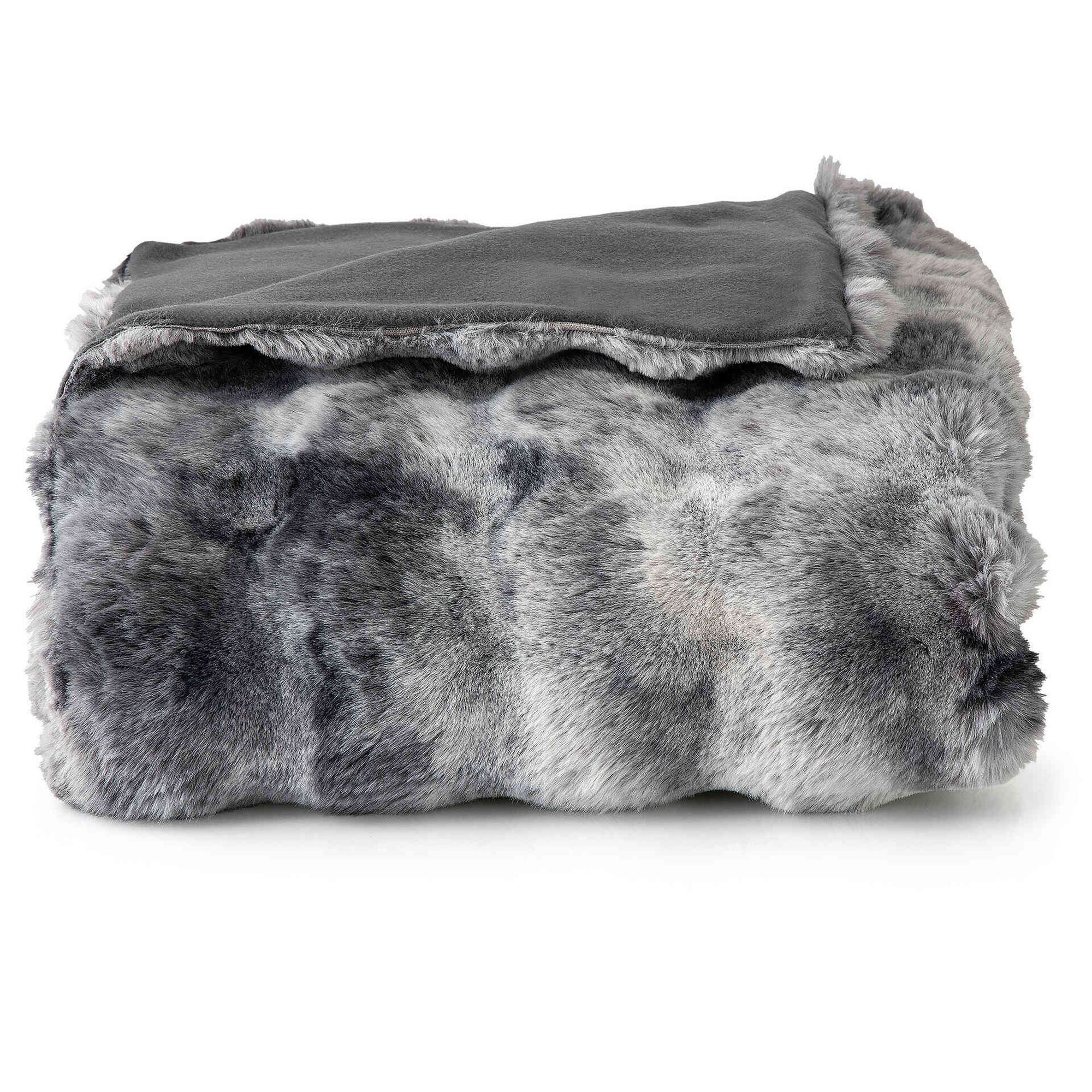 Manta Flanela Efeito Pelo 130x160cm Cinza