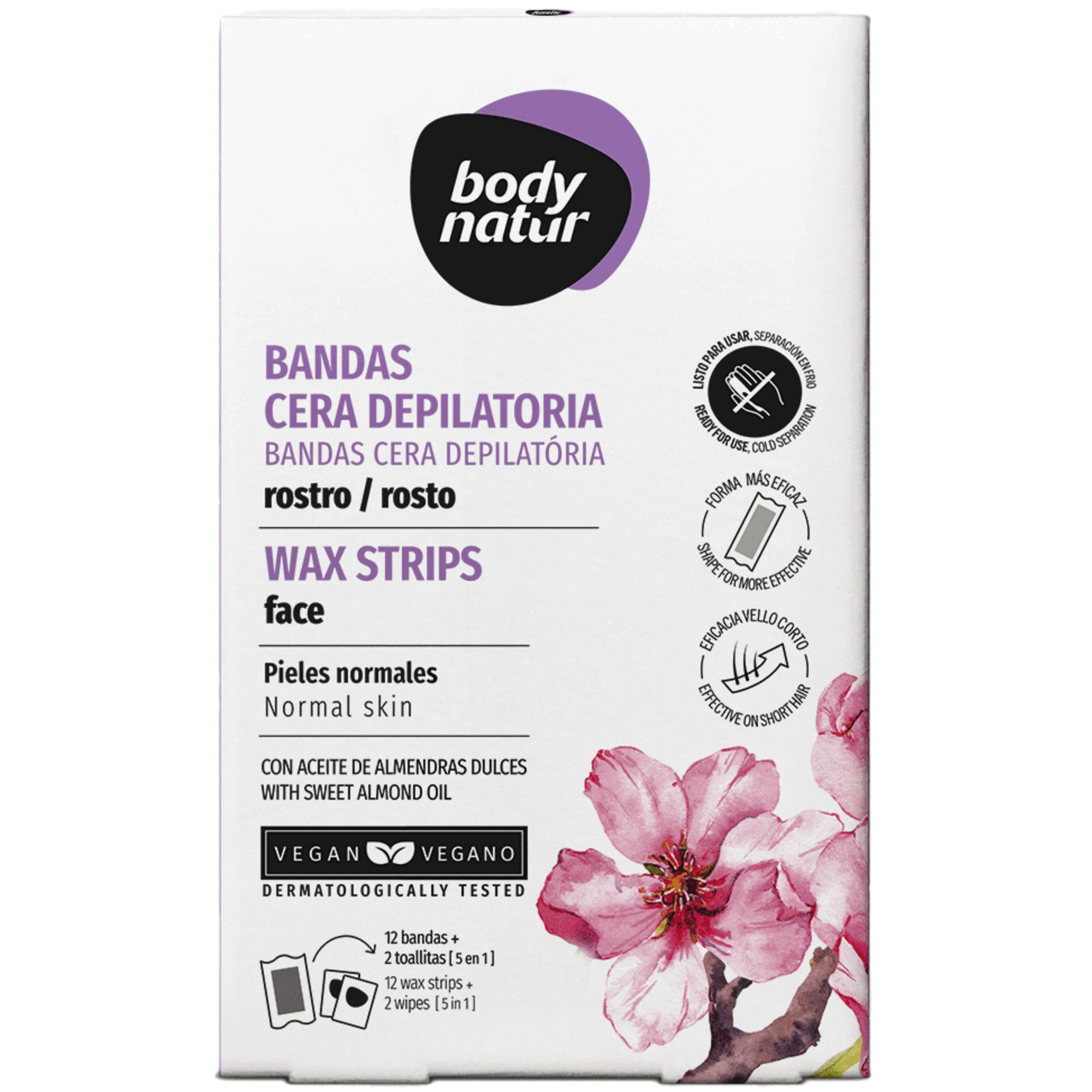 Bandas Depilat&oacute;rias Cera Rosto e Toalhitas Body Natur