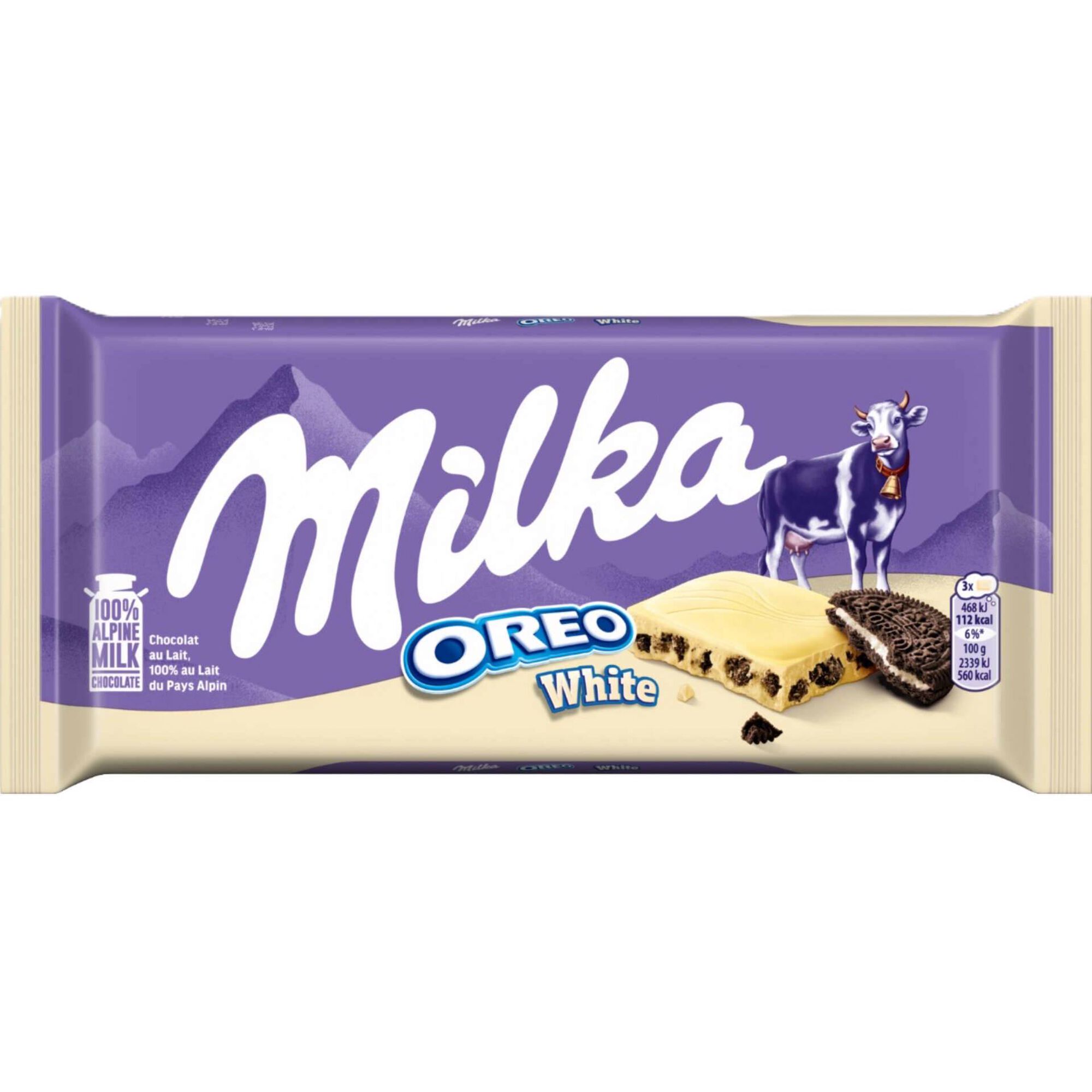Tablete de Chocolate Branco com Oreo Milka