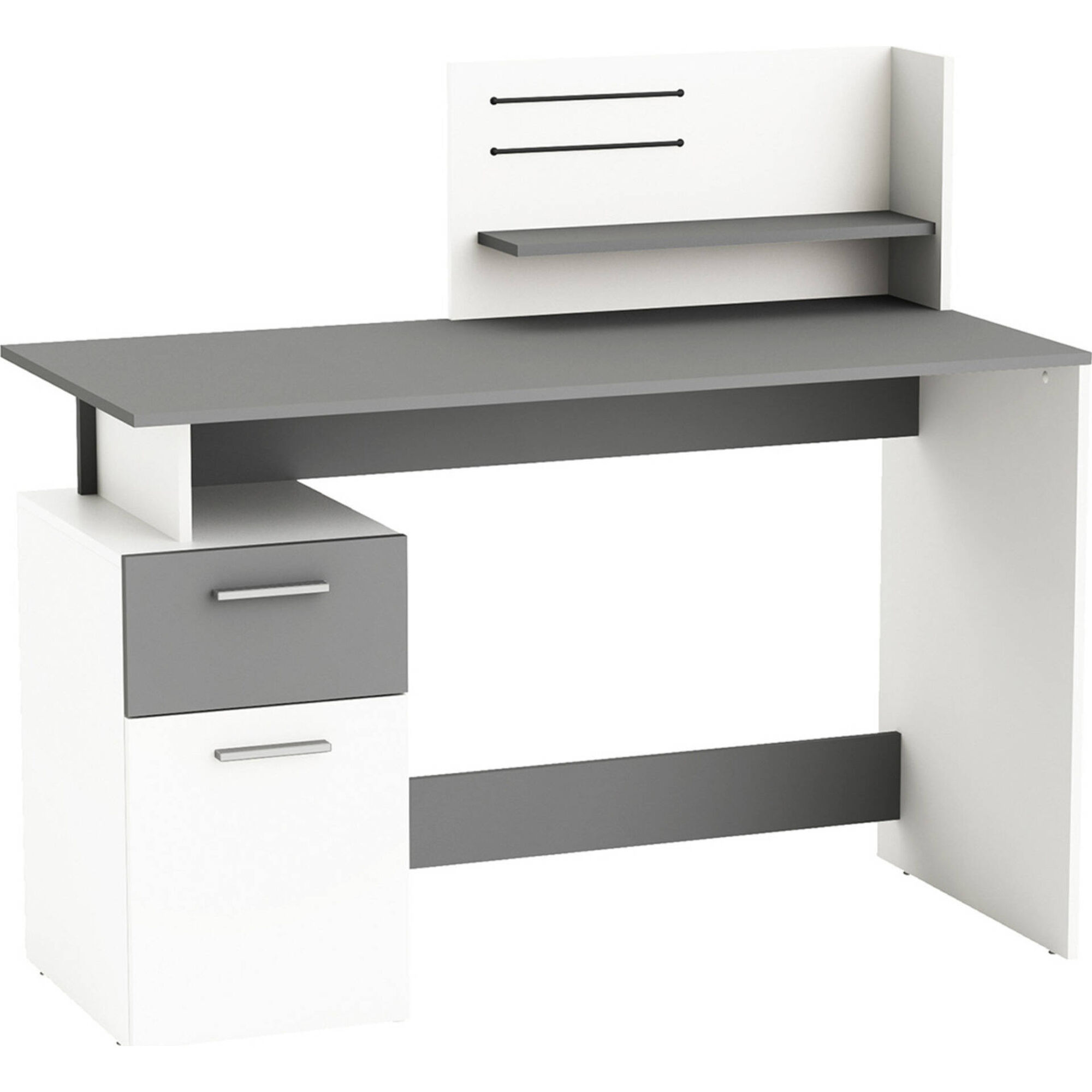 Secretária com Alçado 109 x50x71cm Branca e Cinza Platon