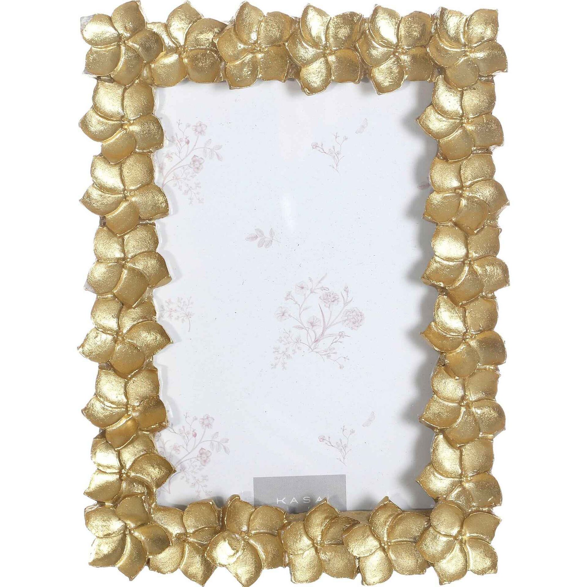 Moldura 10x15cm Flores Dourada