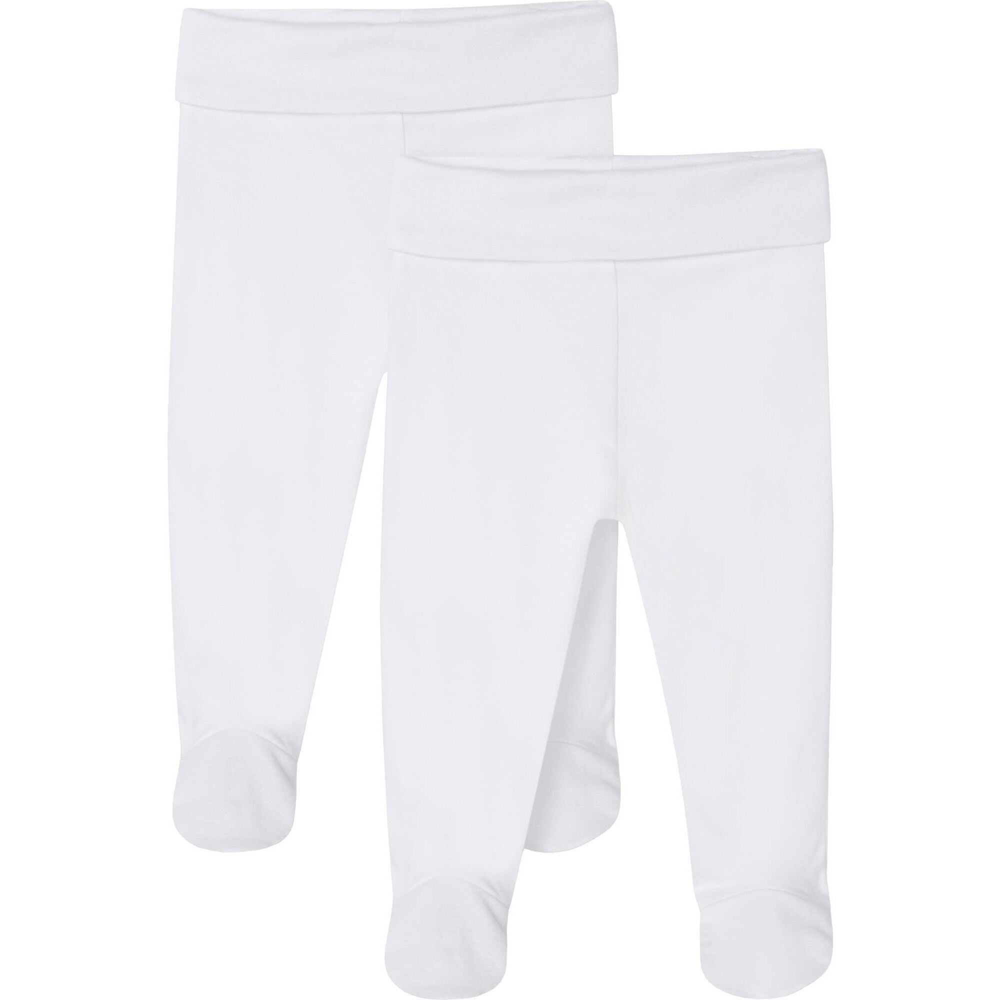 Conjunto 2 Cal&ccedil;as Lisas Beb&eacute; Branco