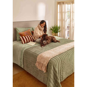 Colcha de Veludo 240x220cm Verde Deep Moss Kasa