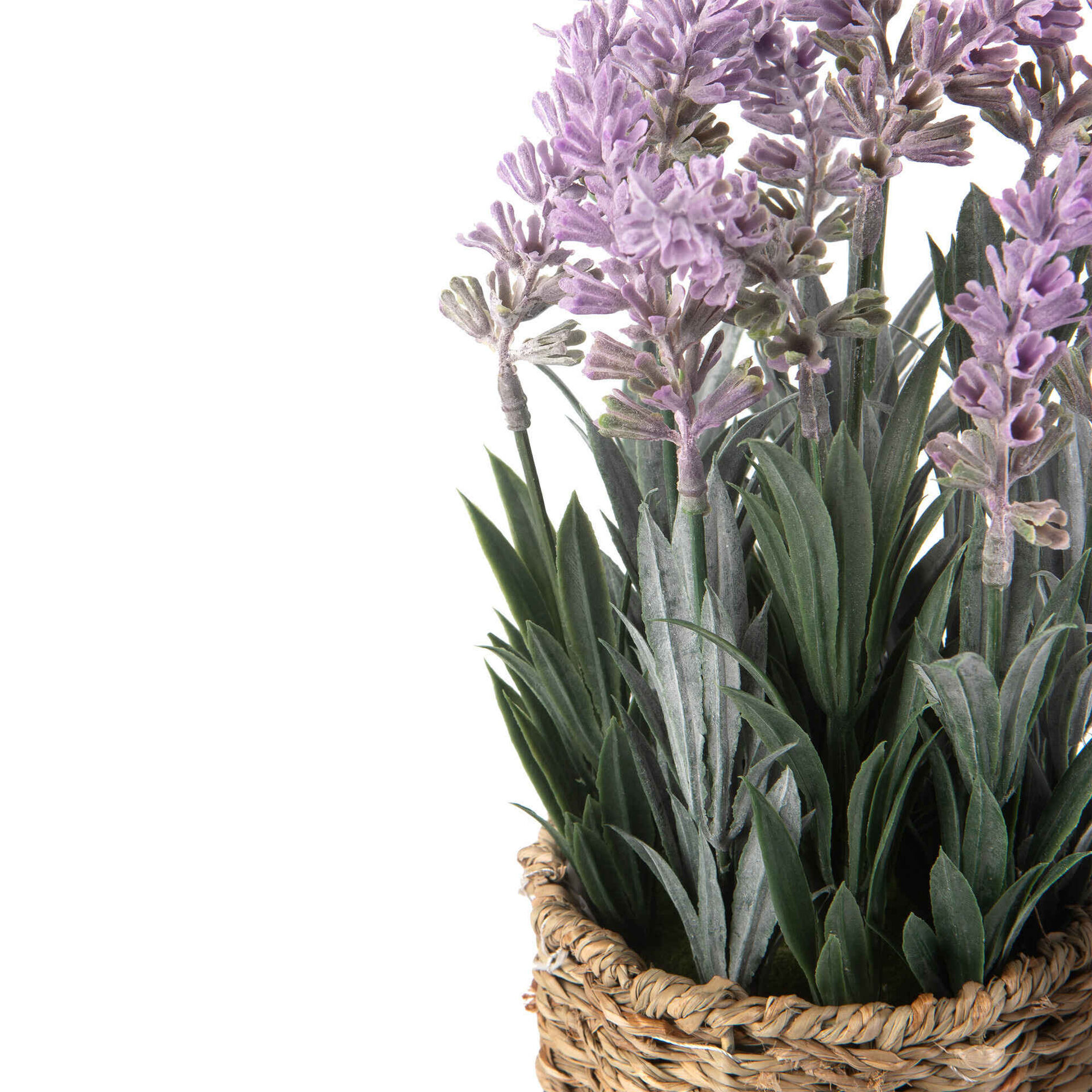 Vaso Palha com Planta Artificial Lavanda