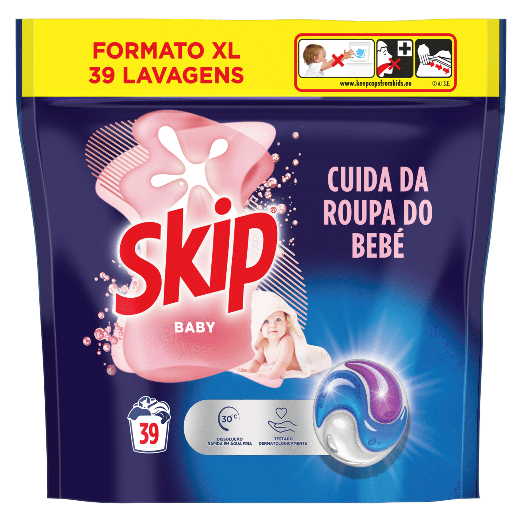 Detergente M&aacute;quina Roupa C&aacute;psulas Beb&eacute; Skip