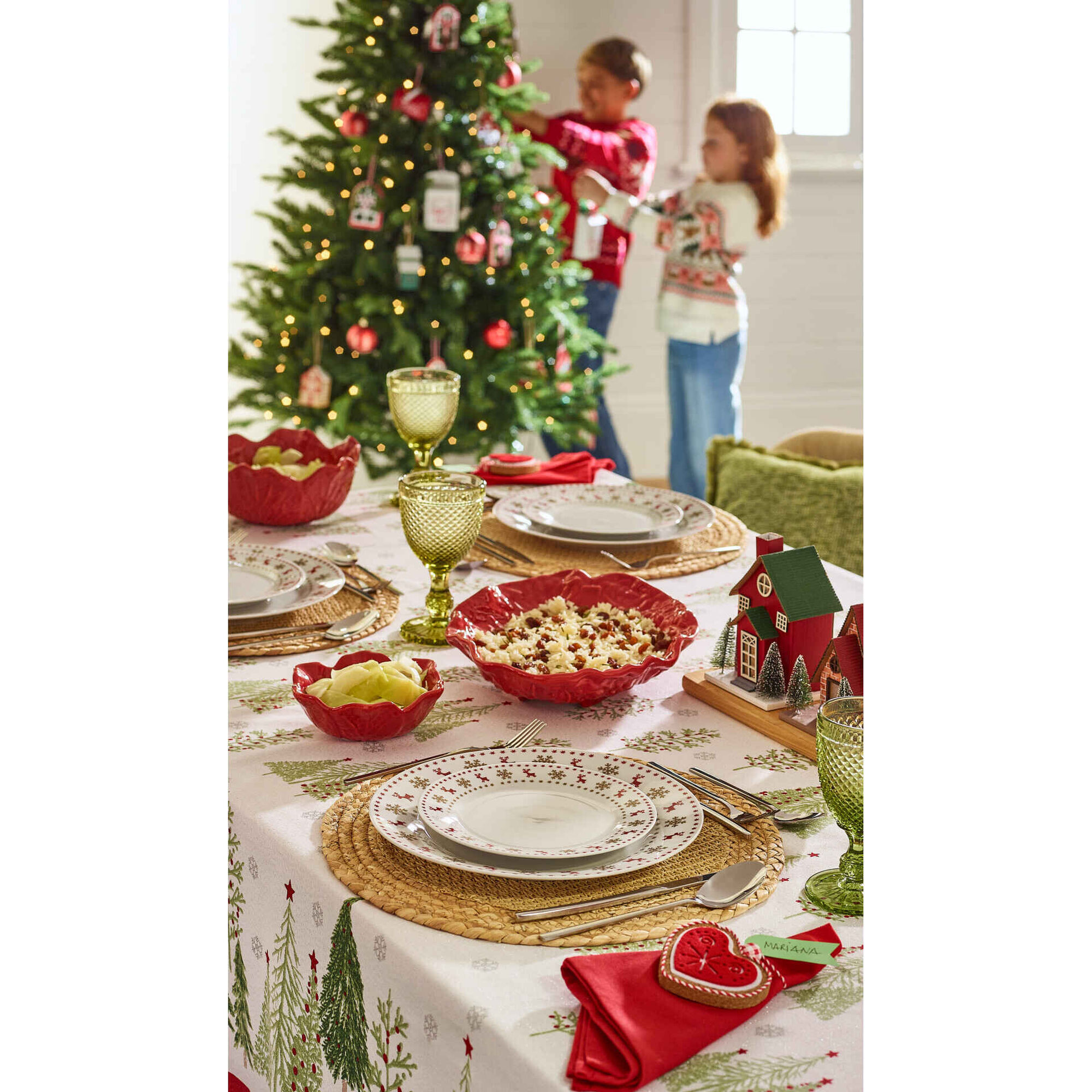 Serviço 12 Peças Rena Mica Dourado