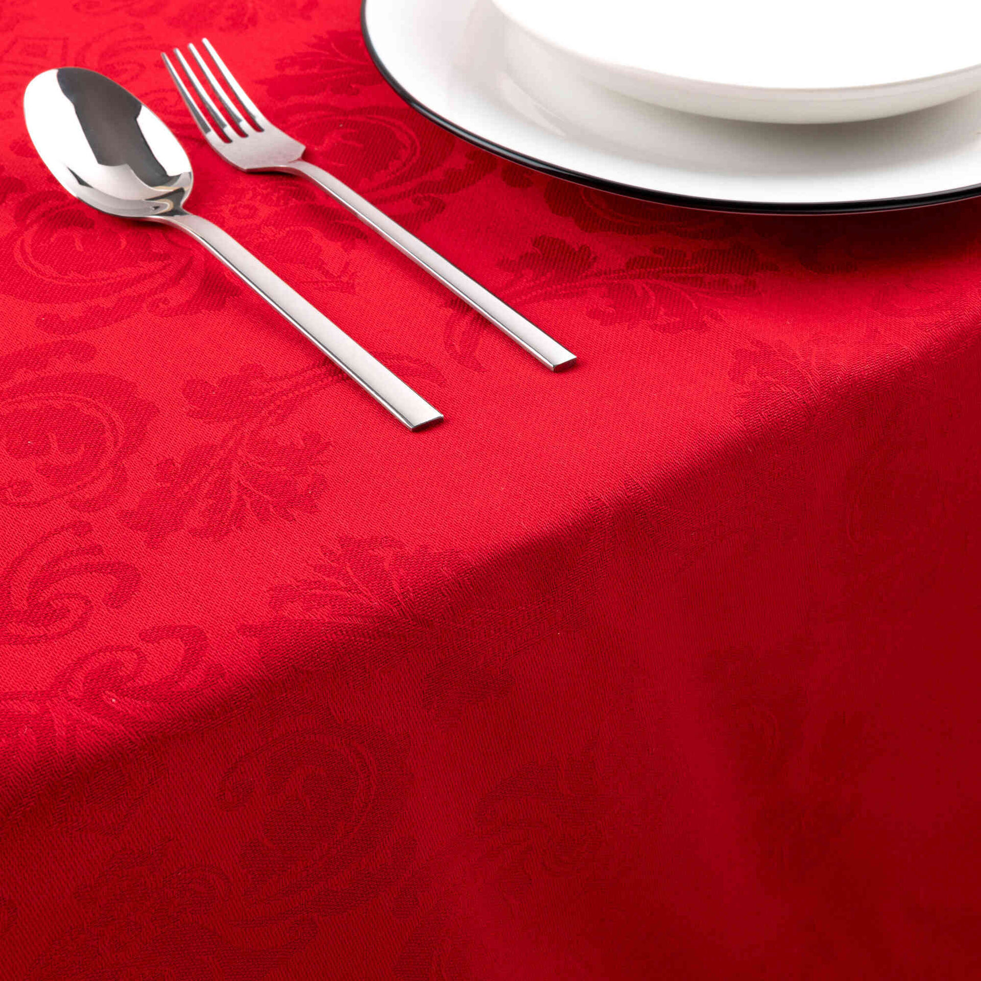 Toalha Mesa Algodão 150x350cm Vermelha Jacquard