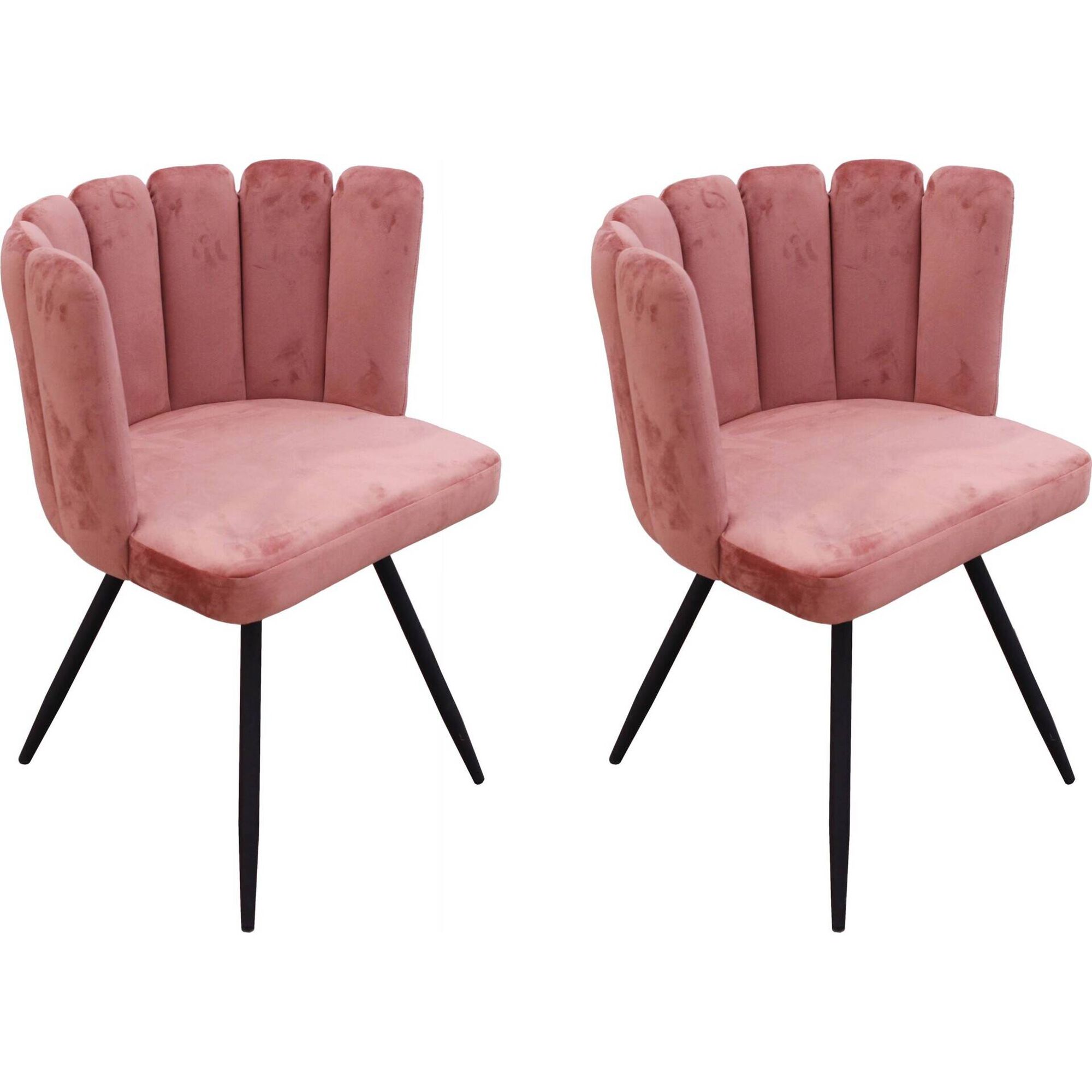 Conjunto de 2 Cadeiras Estofadas Rosa Ariel