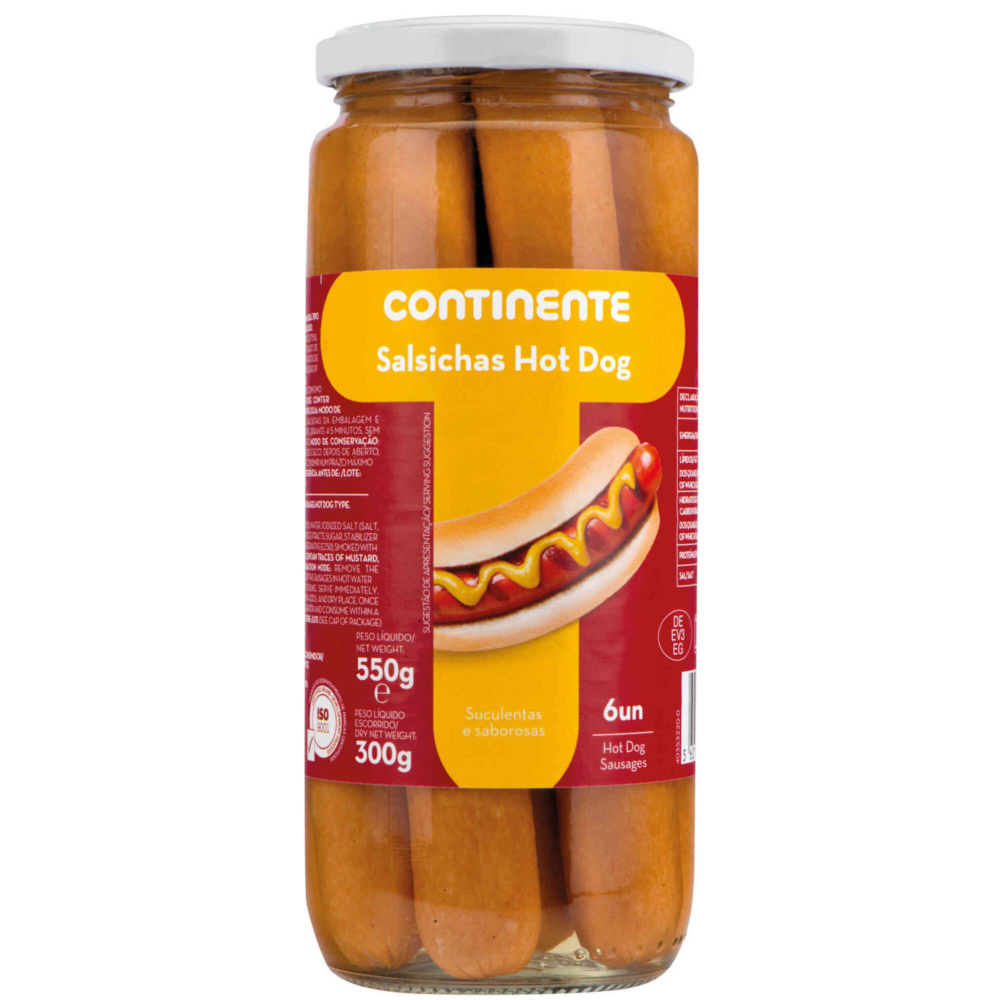 Salsichas Hot Dog Frasco 6 un sem Glúten