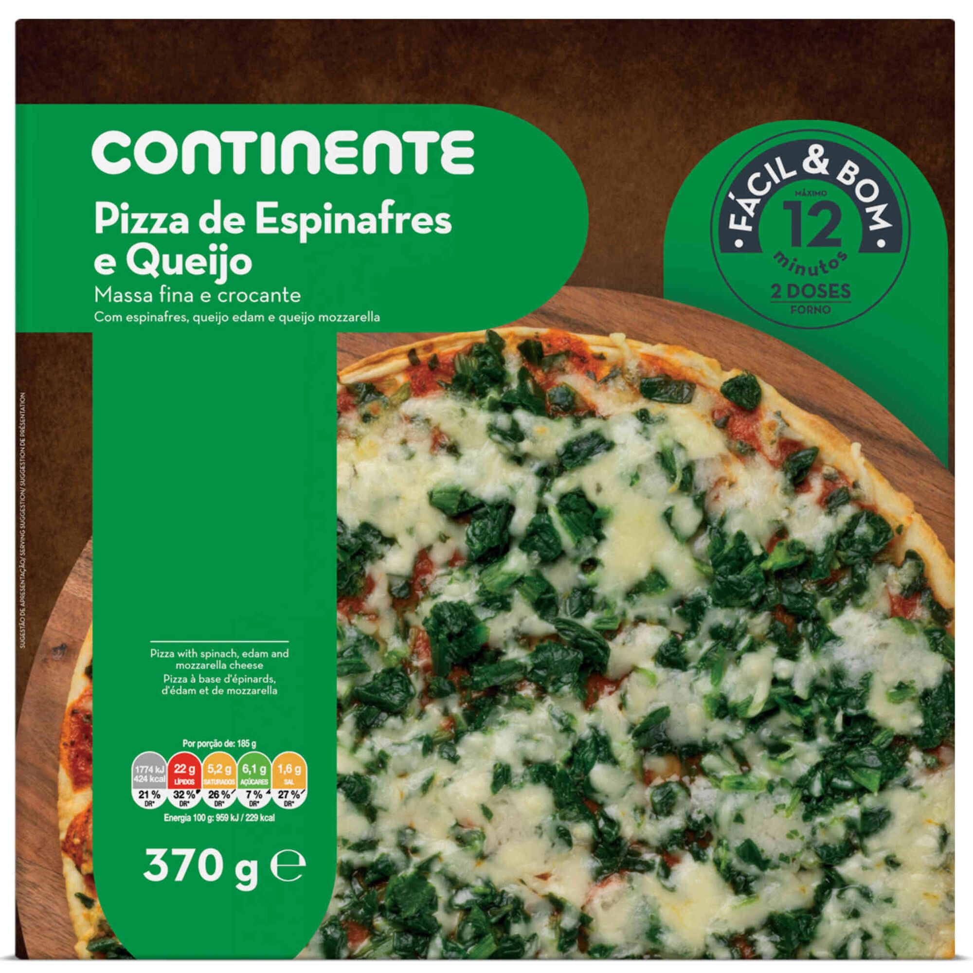 Pizza de Espinafres e Queijo