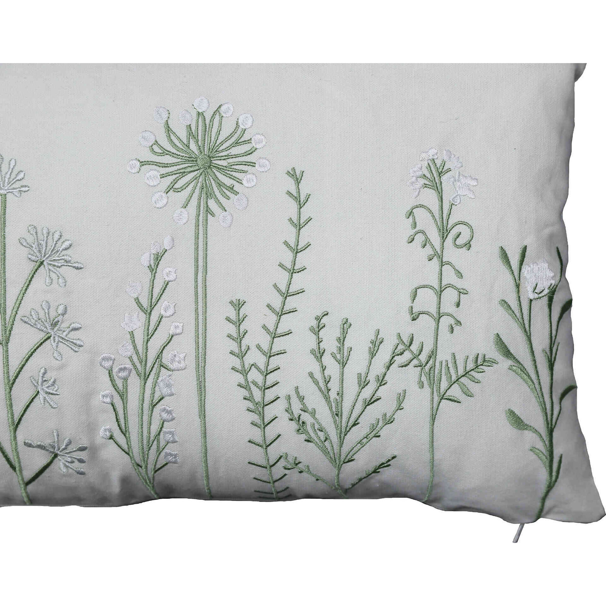 Almofada 30x50cm Flores Bordadas Branca Kasa