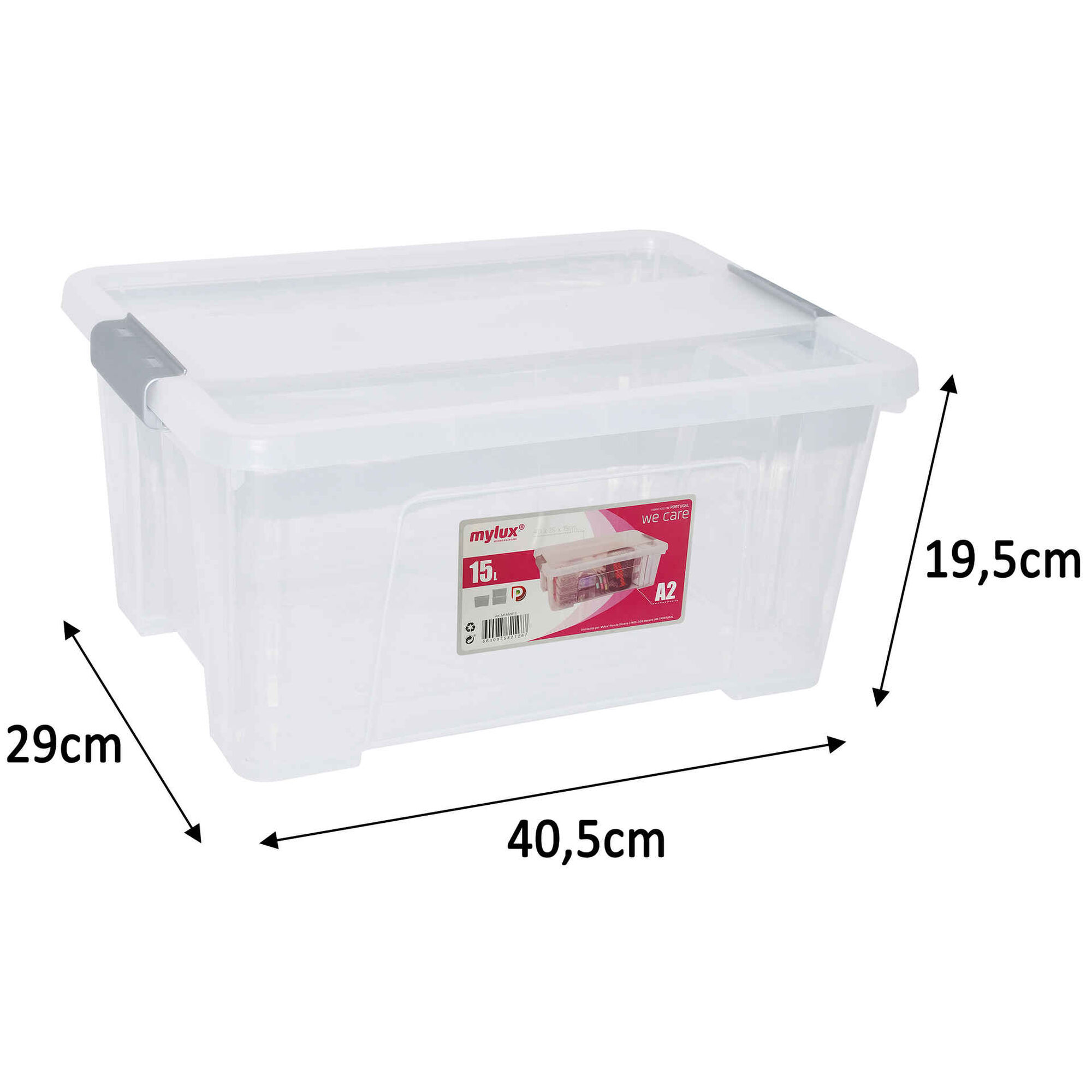 Caixa Multiusos Transparente com Tampa 15L