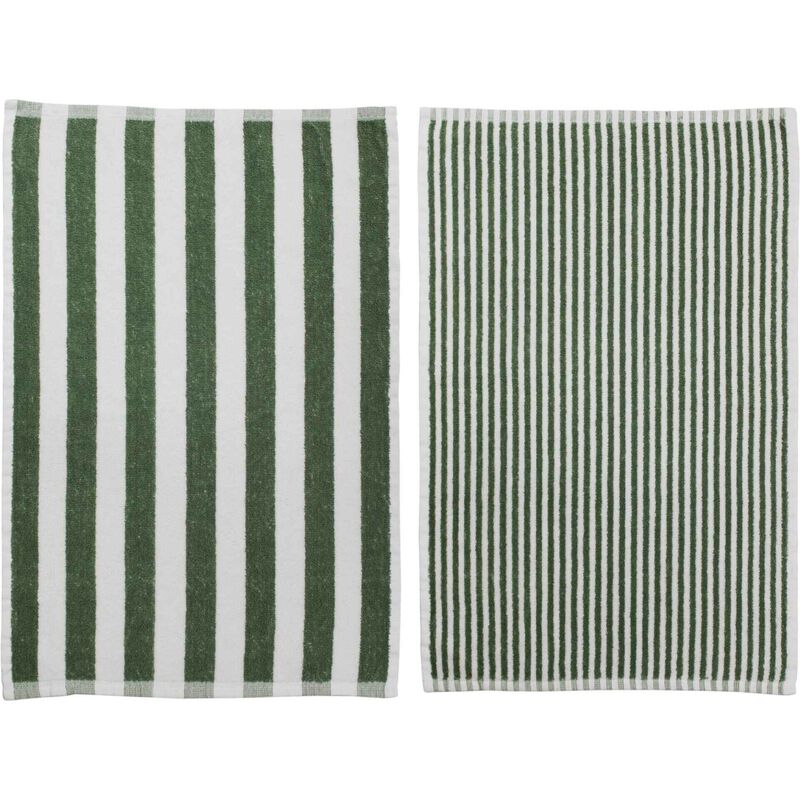 Conjunto 2 Panos 60x40cm Felpo Riscas Verde Kasa
