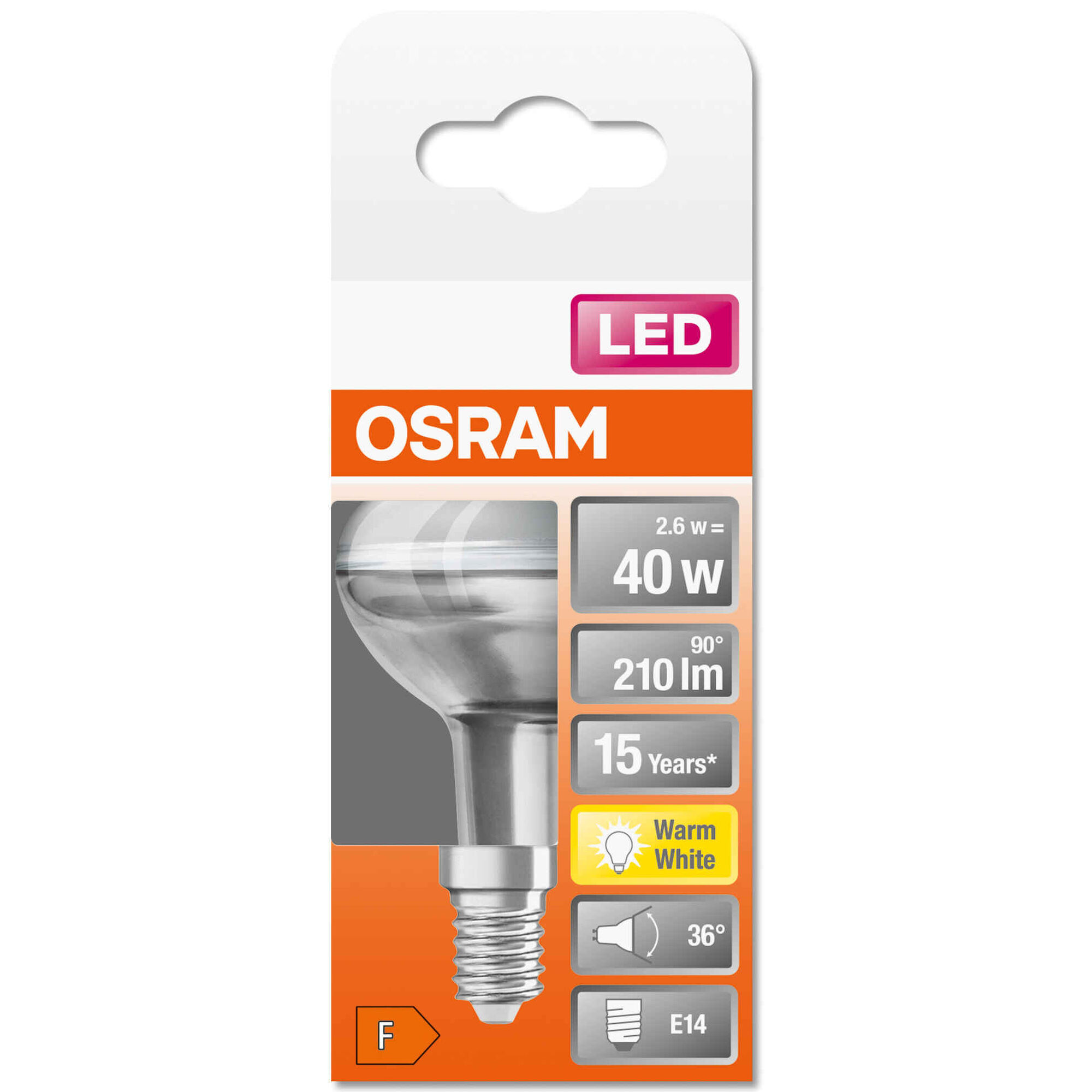 Lâmpada LED R50 E14 2700K 40W