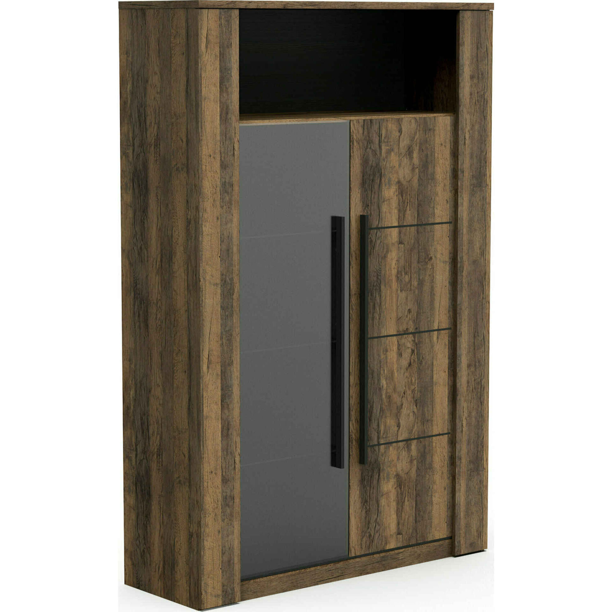 Móvel Alto com 1 Porta Vidro 114x40x176cm Carvalho Mónaco