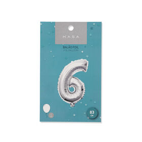 Balão Foil Nº6 83cm Prateado