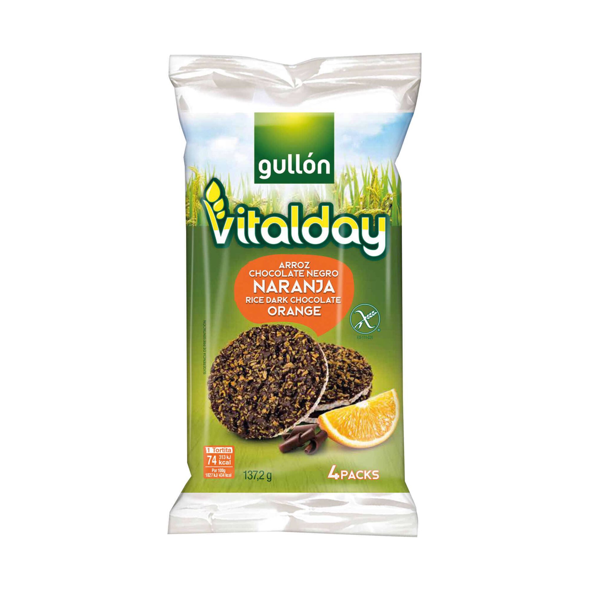 Tortitas Vitalday de Arroz, Chocolate e Laranja sem Glúten
