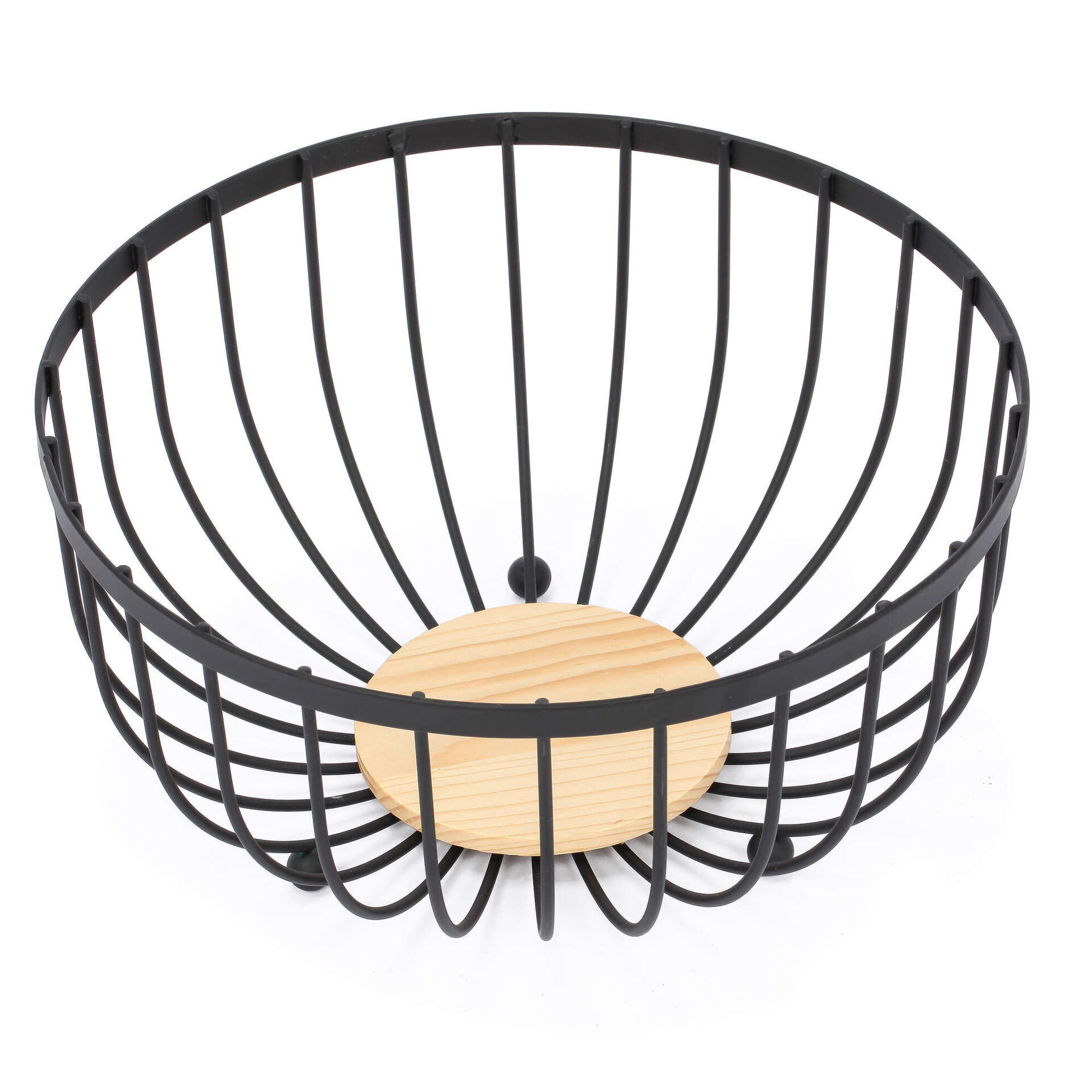 Fruteira Metal com Base Madeira Preta Cosy Kasa