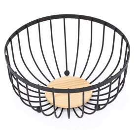 Fruteira Metal com Base Madeira Preta Cosy Kasa
