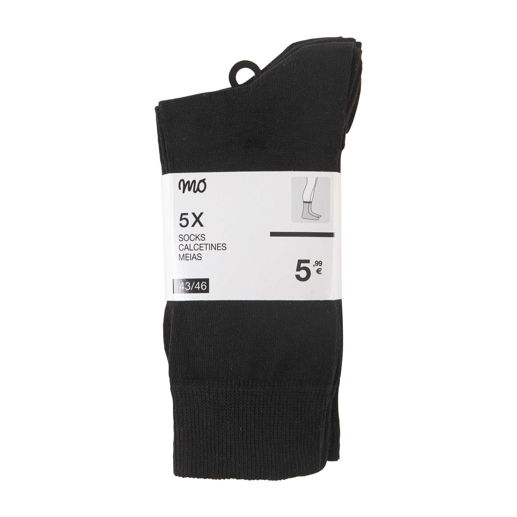 Conjunto 5 Meias Malha Fina Pretas Adulto