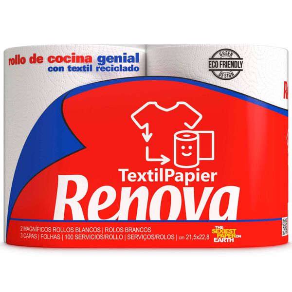 Rolo de Cozinha 3 Folhas Textil Papier Renova