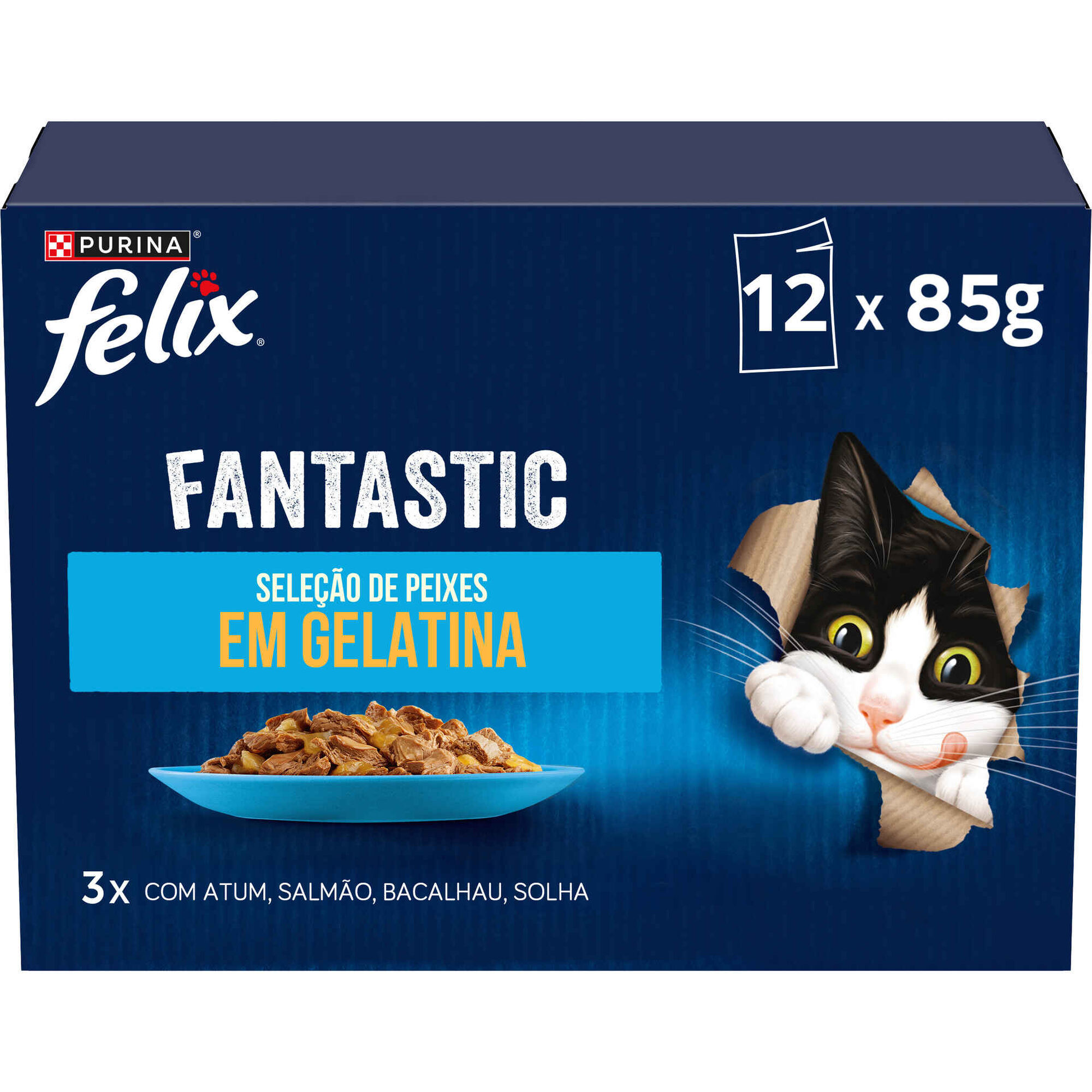 Comida Húmida para Gato Fantastic Seleção Peixes em Gelatina